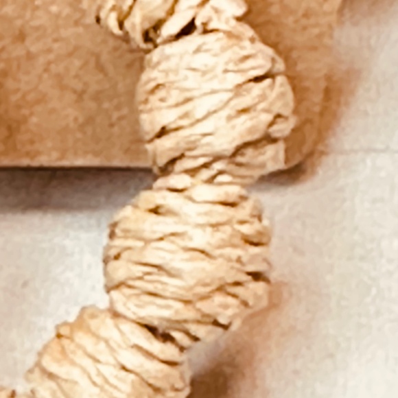 Bohemian Hoop Raffia Ratten Tan Earrings Post - Picture 4 of 8